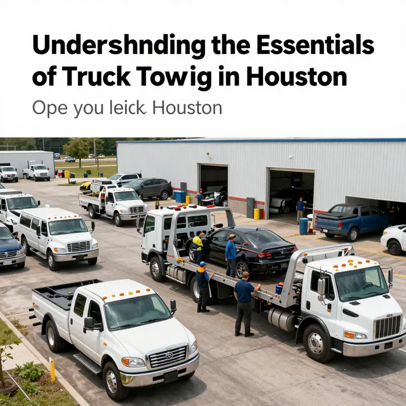 A detailed look at the range of truck towing services available in Houston, showcasing a busy towing operation.