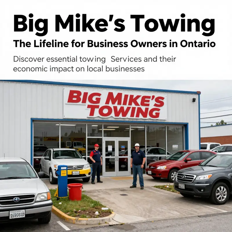 Interior view of Big Mike's Towing's operations facility with staff and towing equipment.