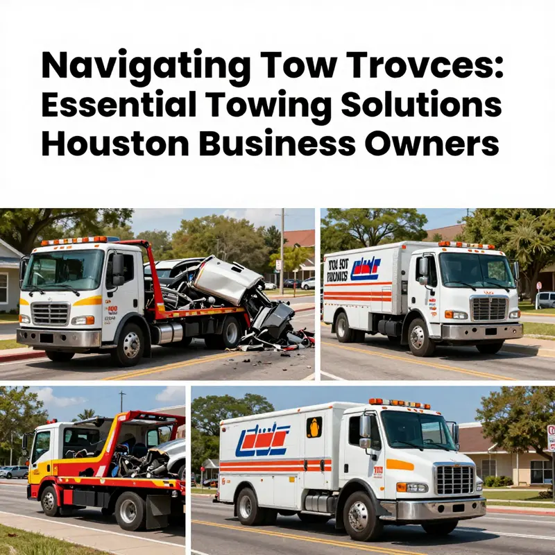 A montage of towing services and roadside assistance in Houston highlighting the importance for local businesses.
