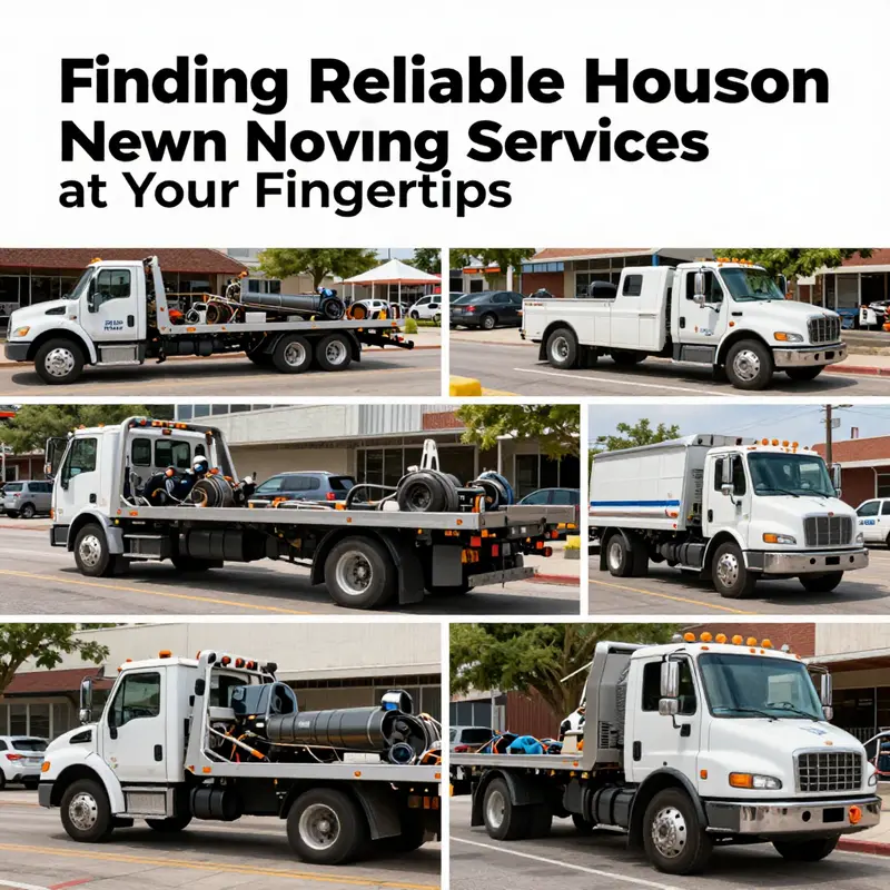 A variety of towing vehicles representing local services in Houston.
