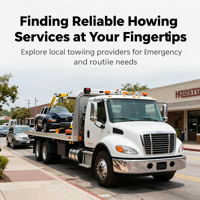A scene of multiple tow trucks prepared for service on a busy Houston street.