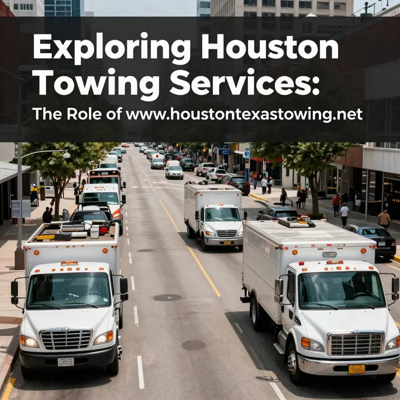 An overview of the vibrant towing service market in Houston, showcasing a variety of towing vehicles.
