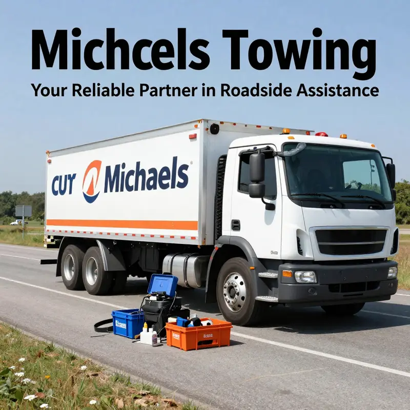 Michaels Towing truck assisting a driver, illustrating the comprehensive services offered.