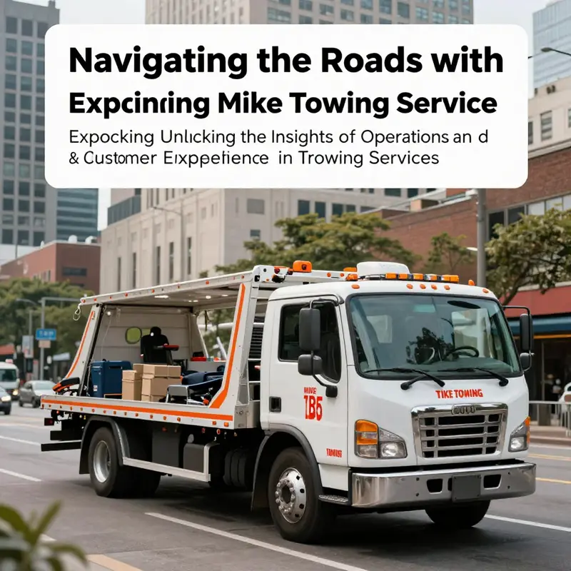 A vibrant city landscape with a tow truck, representing the essential services offered by Mike Towing Service in an urban setting.