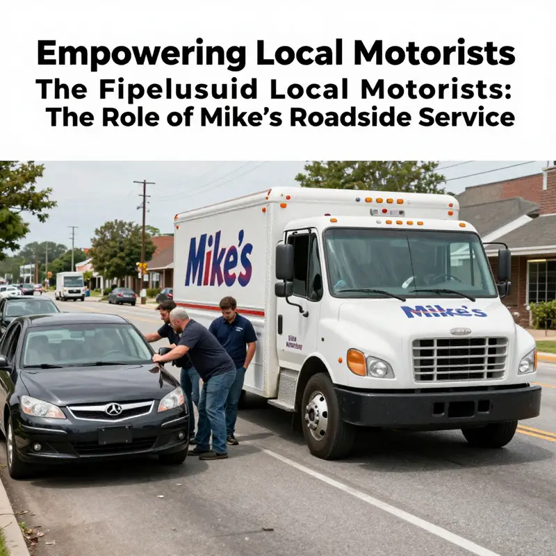 Mike’s Roadside Service truck providing essential roadside assistance to a motorist in a bustling Spartanburg setting.