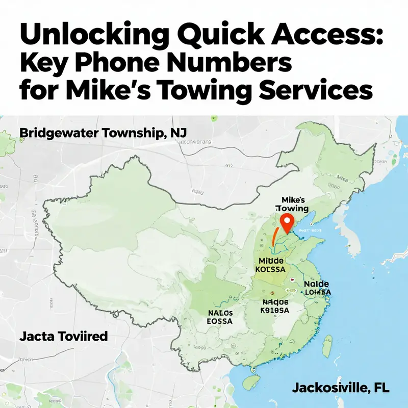 Essential phone numbers for Mike’s Towing services displayed on a phone screen.