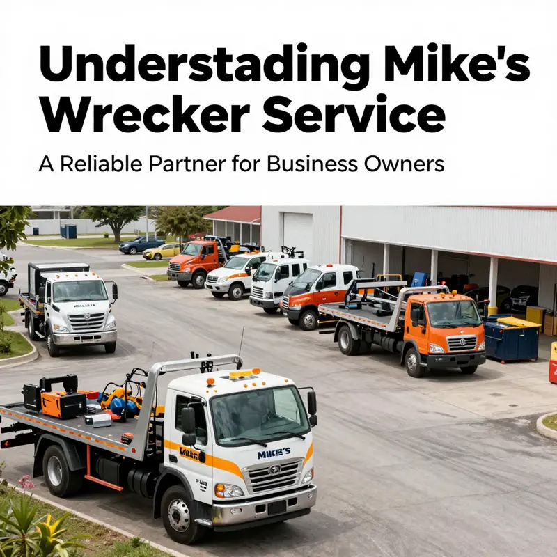 A fleet of Mike’s Wrecker Service vehicles prepared for towing and roadside assistance tasks.