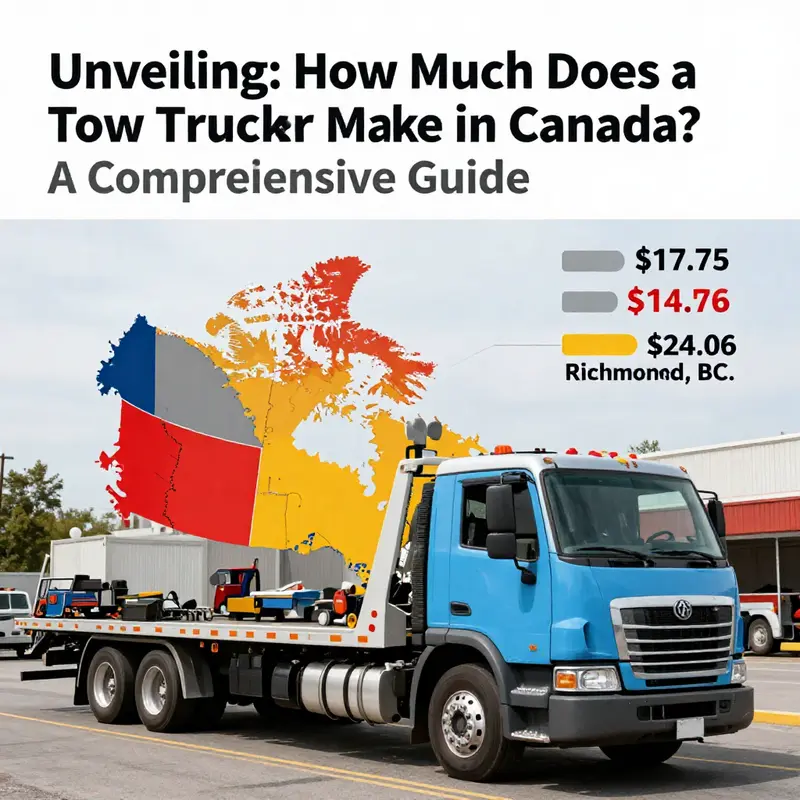 Average hourly wages of tow truck drivers in Canada, showcasing the national and provincial differences.