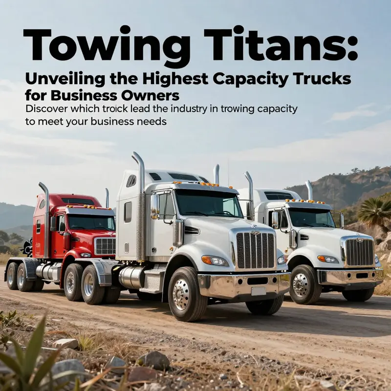An array of heavy-duty trucks, highlighting their towing strengths and features.