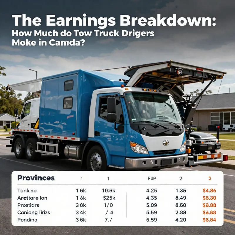 An infographic illustrating tow truck driver salaries across Canada.