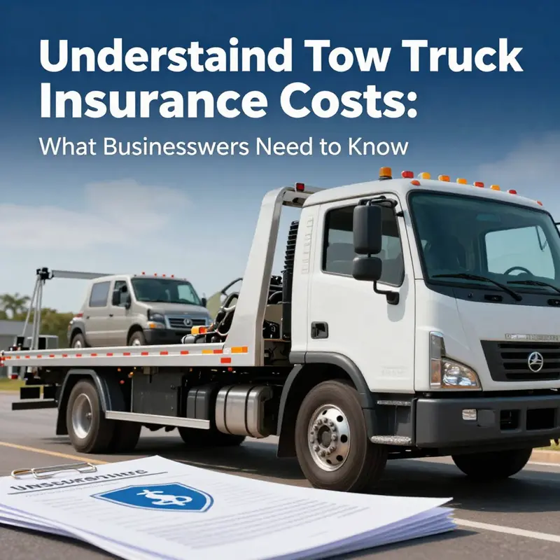 A tow truck showcasing its operational context alongside elements representing insurance