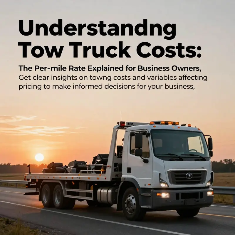 A scenic view of a tow truck on a highway during sunset, illustrating the theme of towing services.