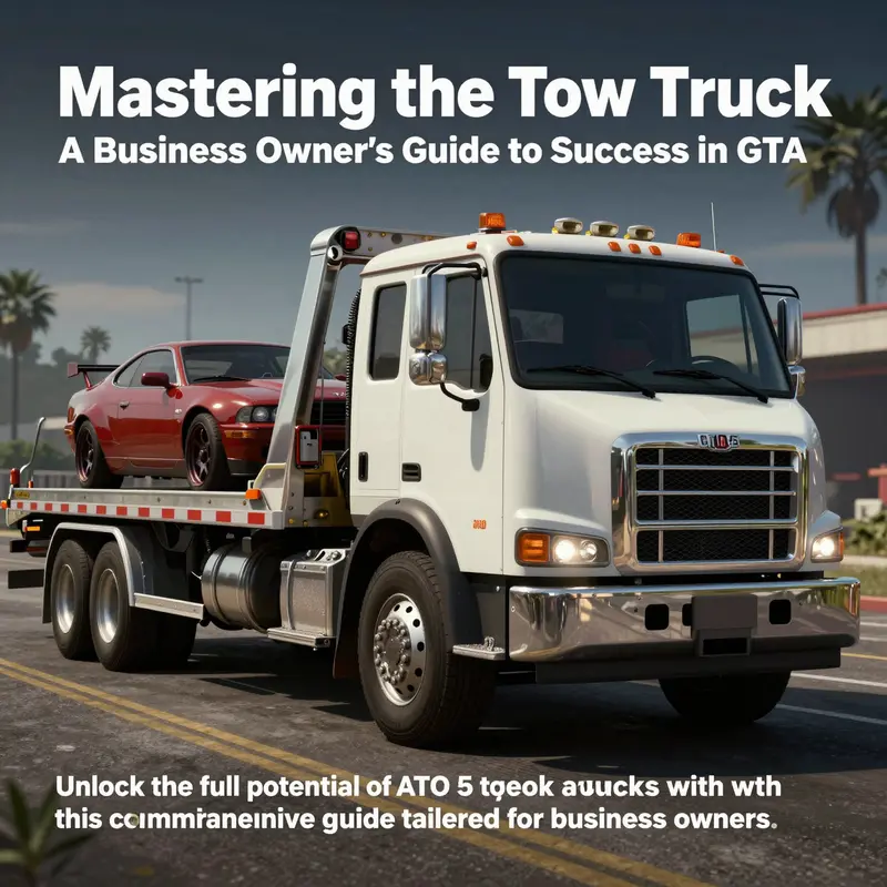 A dynamic image of a tow truck in GTA 5, illustrating its key role and significance in gameplay.