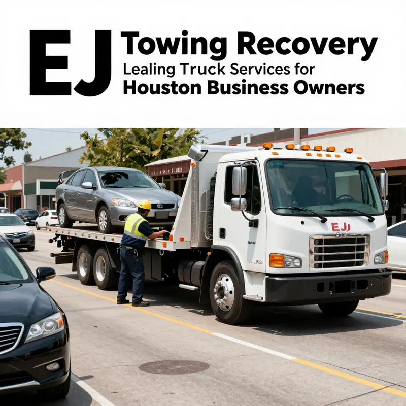 EJ Towing and Recovery in action, providing essential roadside assistance on a Houston street.