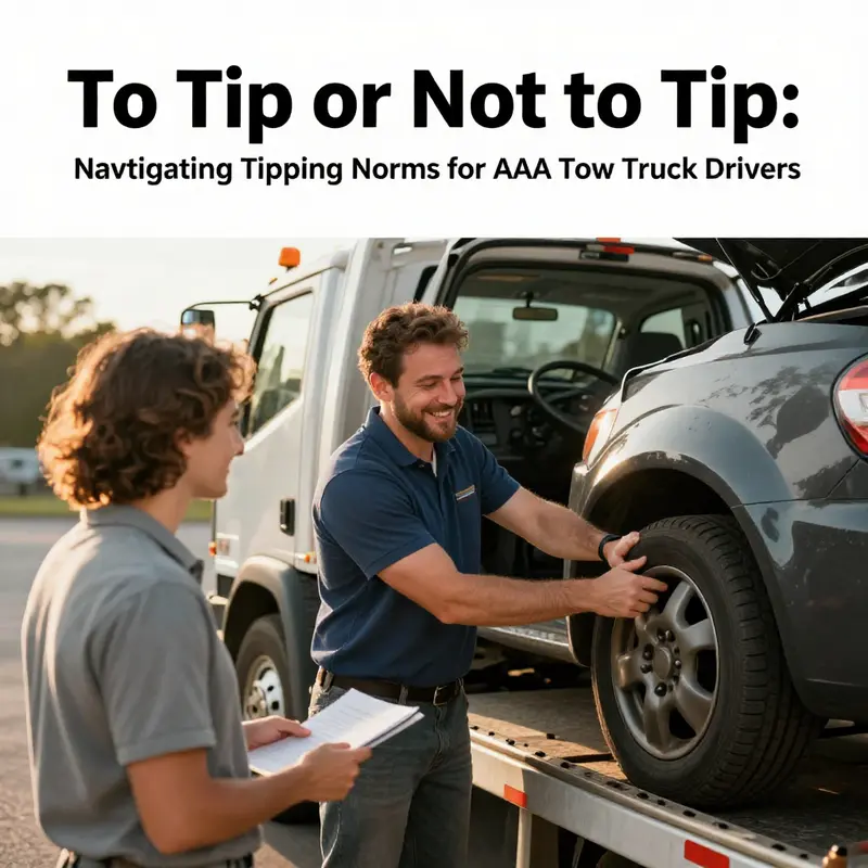 A friendly tow truck driver helping a car owner with a smile, representing the positive outcomes of great service and customer gratitude.