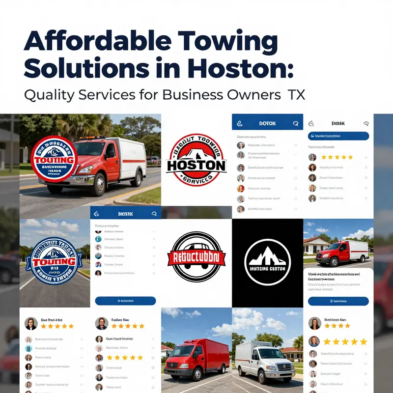 A tow truck providing affordable towing solutions in a busy Houston business district.