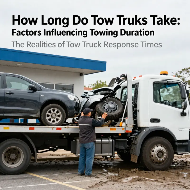 An urban tow truck responding quickly to a roadside emergency.
