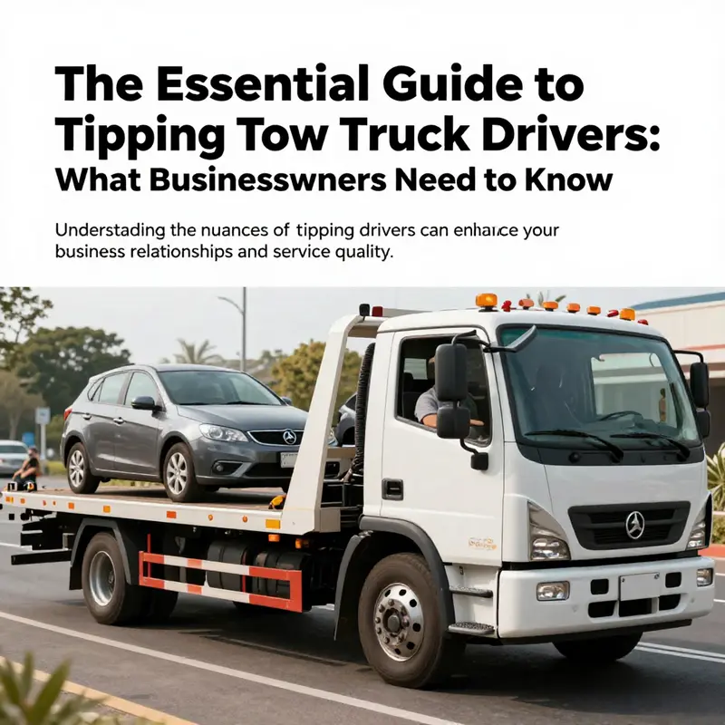 A tow truck driver assisting a stranded motorist on a busy street.