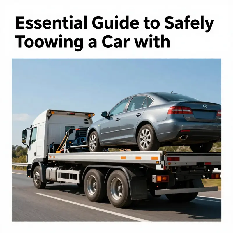 A truck towing a car on a highway, demonstrating the process of safe vehicle towing.