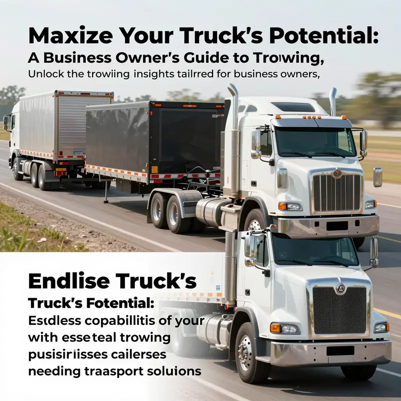 A powerful truck successfully towing various types of trailers, symbolizing the towing capacities suitable for business use.