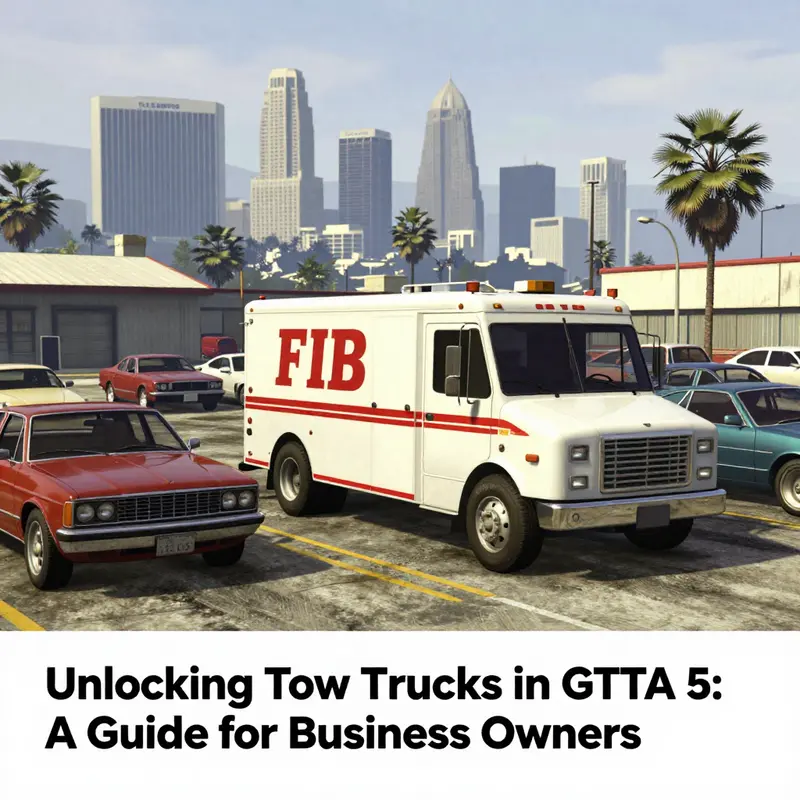The Tow Truck located at the FIB lot in GTA 5, a crucial part of the mission.