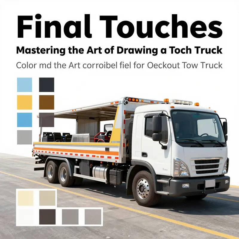 Step-by-step illustration showcasing how to draw a tow truck.