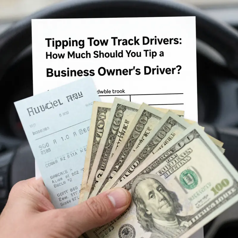 A tow truck driver receives a tip from a satisfied customer, symbolizing the appreciation for exceptional service.