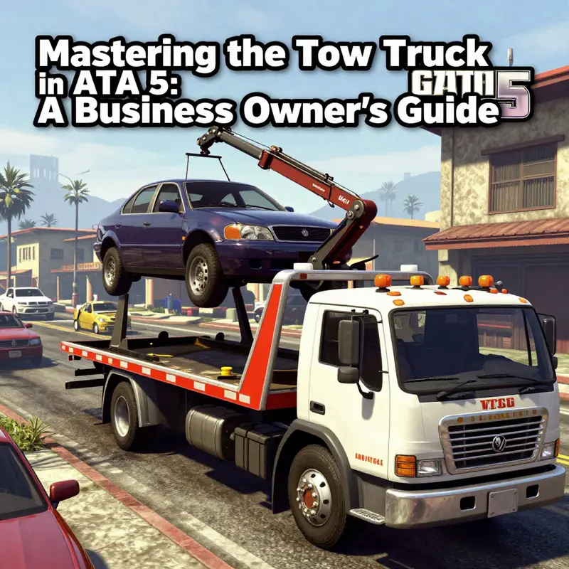 A tow truck in action, demonstrating vehicle recovery capabilities in GTA 5.