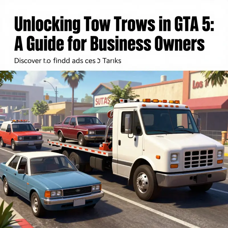 A vibrant scene of Tow Trucks in GTA 5 amidst the city landscape.