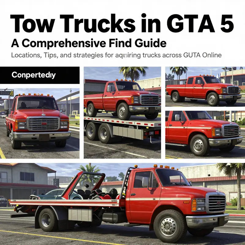 A vibrant illustration of GTA V with tow trucks performing tasks.