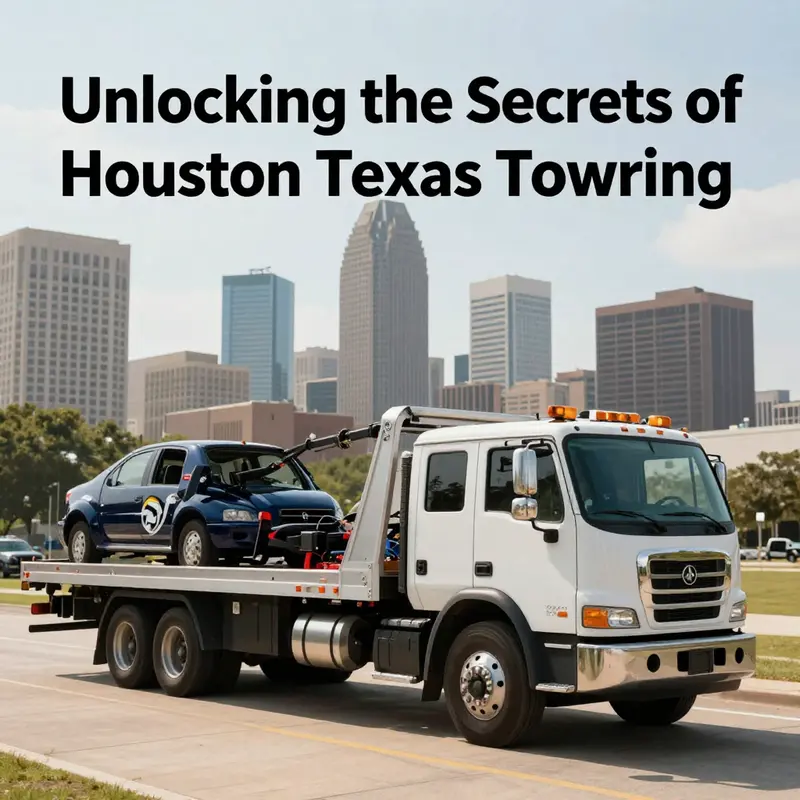 A towing vehicle ready to assist in the vibrant city of Houston.