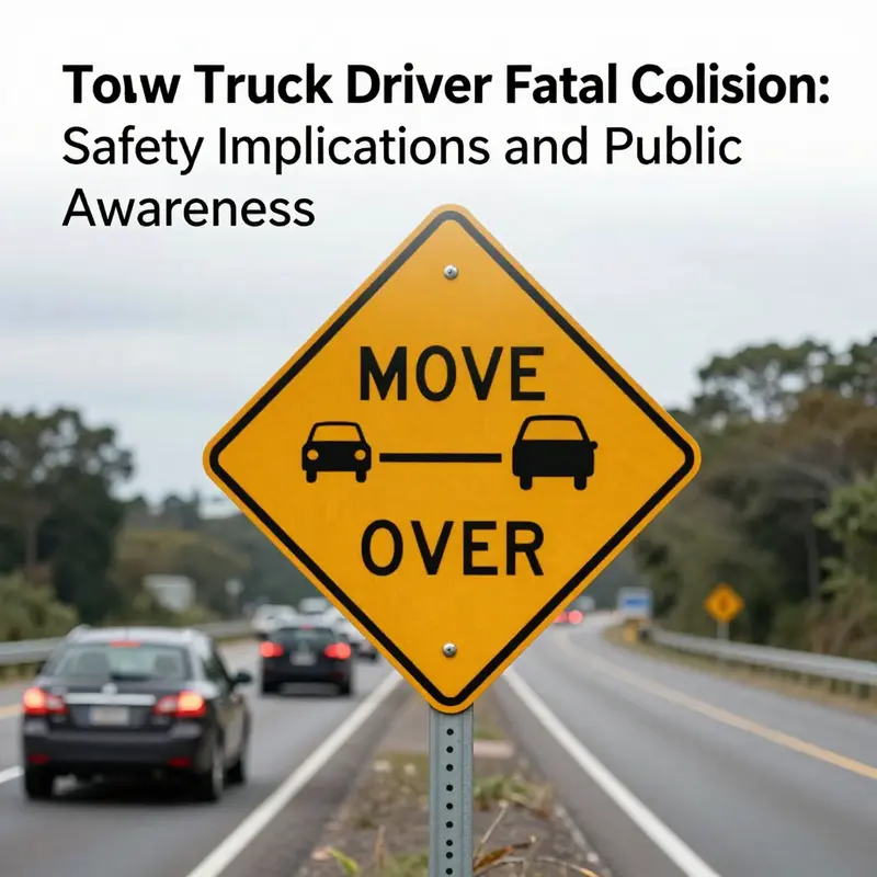 Emergency responders at the scene of the fatal tow truck collision.