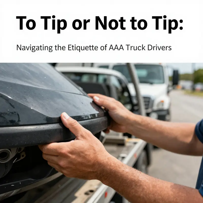 A tow truck driver providing assistance and evaluating a vehicle in need of help, emphasizing professionalism.