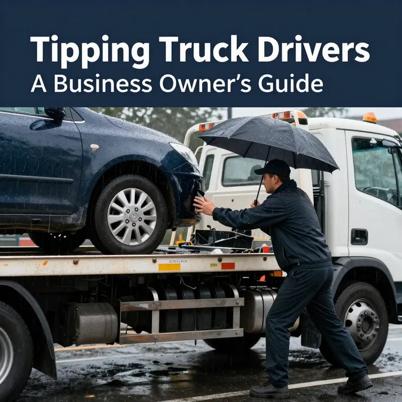 A tow truck driver receives a tip from a satisfied customer, symbolizing the appreciation for exceptional service.