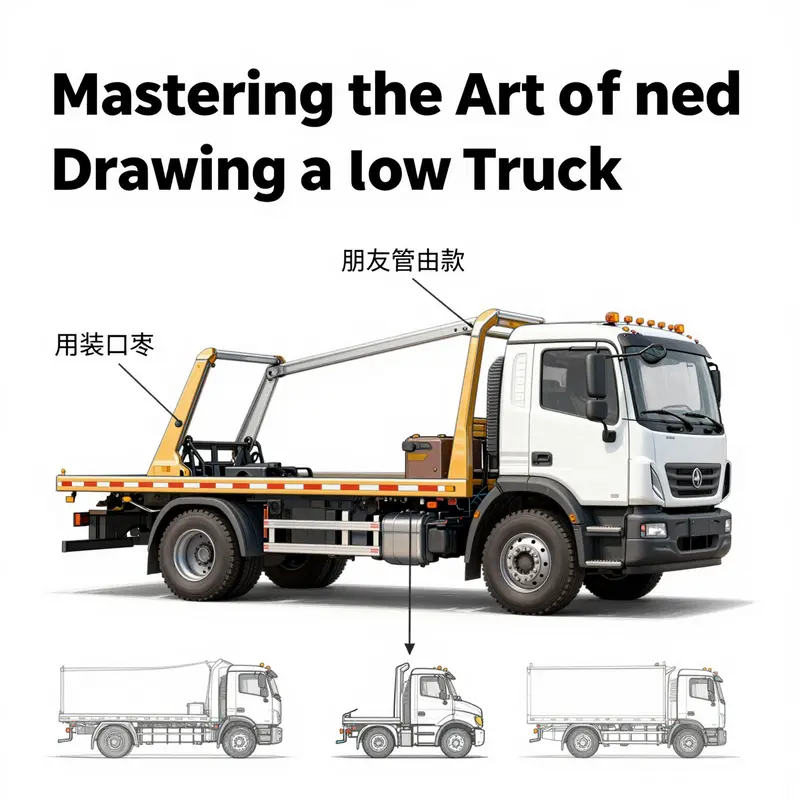 Step-by-step illustration showcasing how to draw a tow truck.