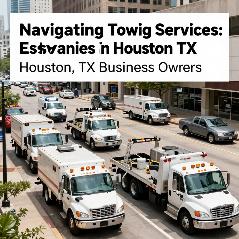 A showcase of professional tow trucks from leading firms ready for service in Houston.