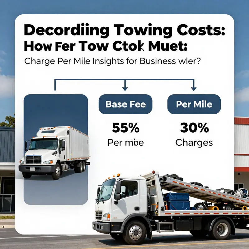 Illustration of the typical costs associated with towing services, including base fees and per mile charges.