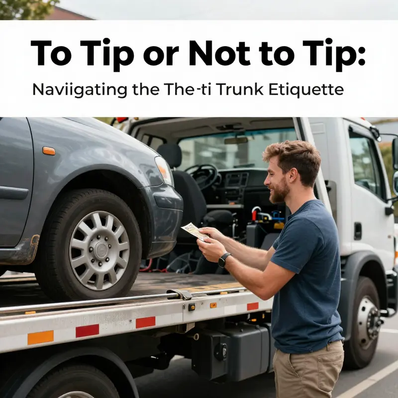A tow truck driver providing exceptional service to a stranded vehicle, illustrating the potential for a tipping scenario.