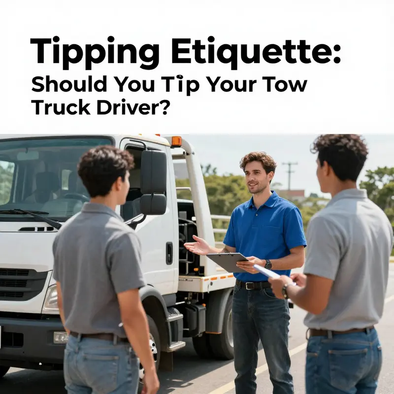 A tow truck driver professionally engaging with a customer.