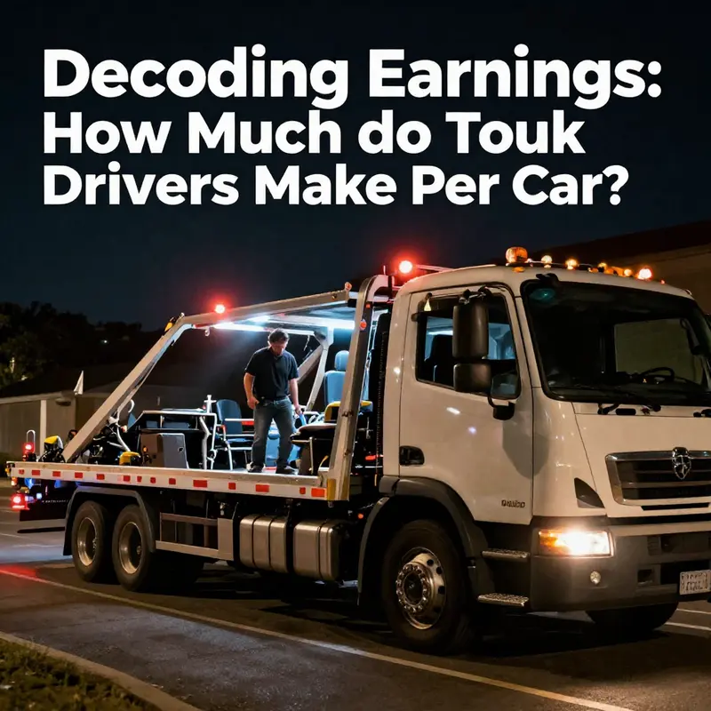 Tow truck drivers working in an urban environment, highlighting their hourly earnings.