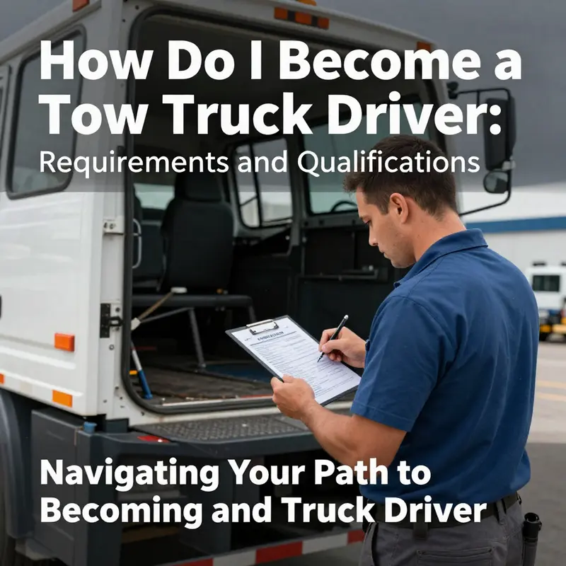 Tow truck driver reviewing necessary qualifications and requirements.