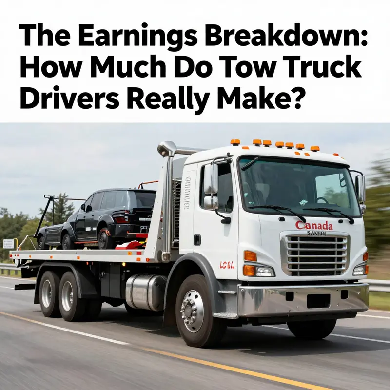 Image of a tow truck on the road, illustrating the essential service provided by tow truck drivers.