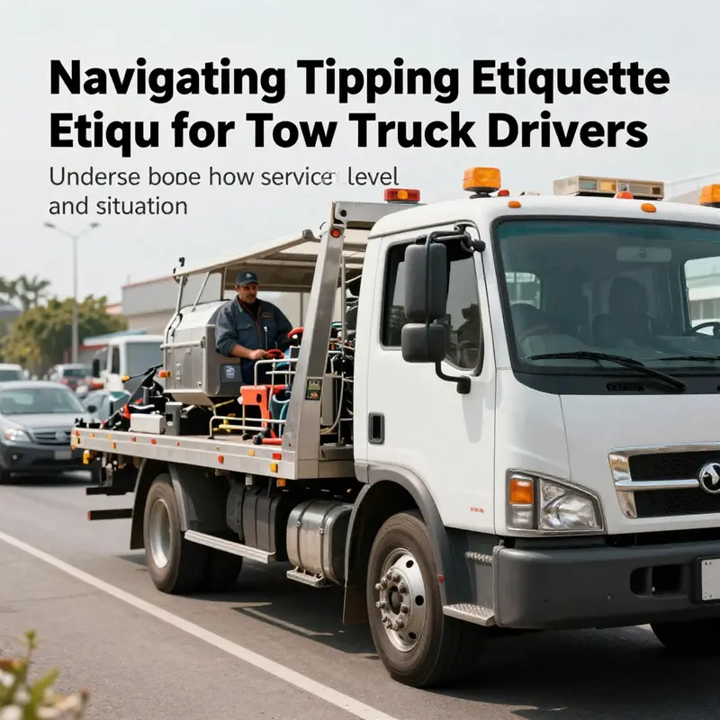 A tow truck parked on a busy street, prepared for service.