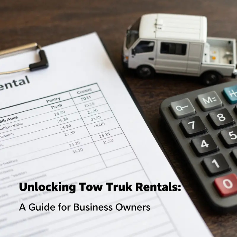 A business owner evaluates options at a tow truck rental facility.