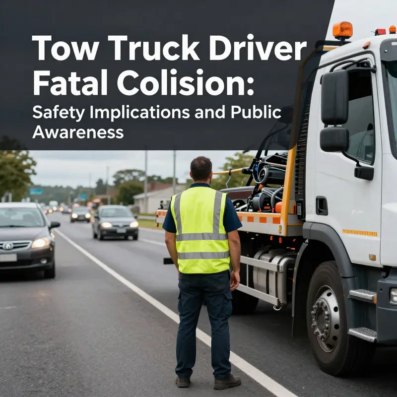 Emergency responders at the scene of the fatal tow truck collision.