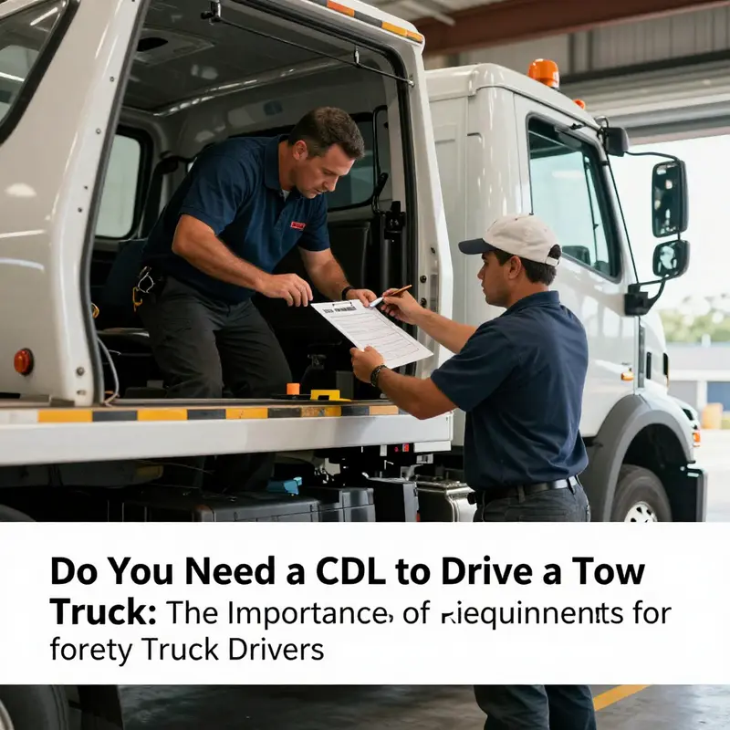 An illustrative view of a tow truck demonstrating the critical weight requirements associated with CDL licensing.