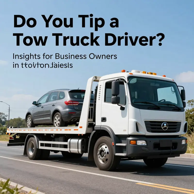 A tow truck helping a stranded vehicle on the road under a clear sky.