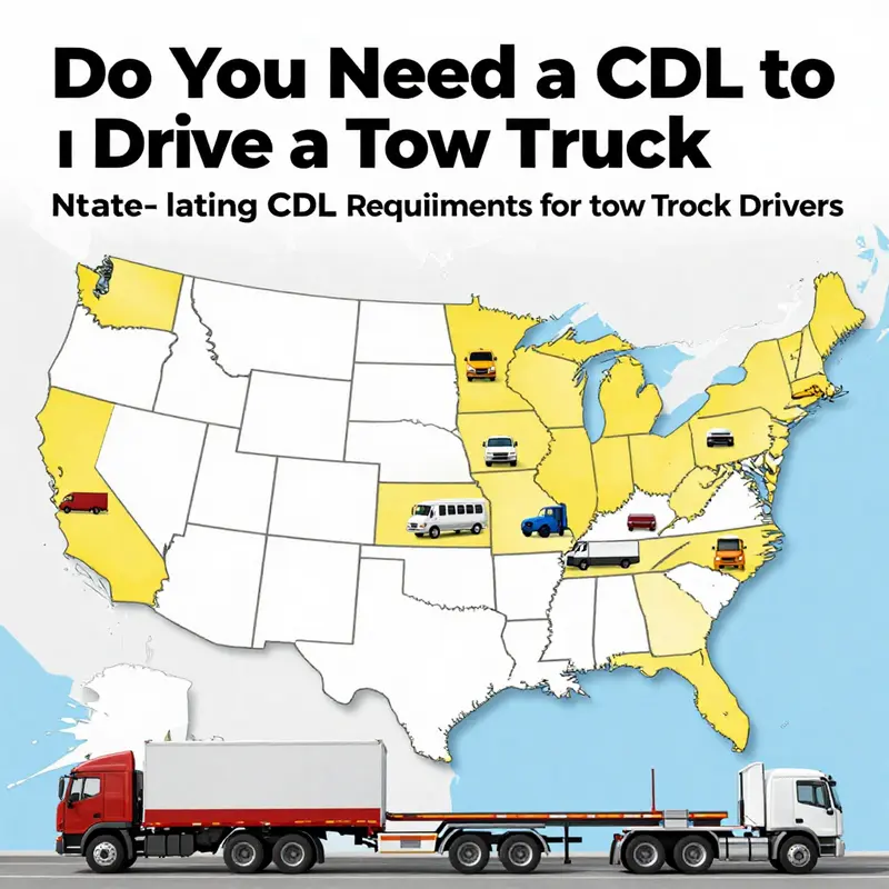 An illustrative view of a tow truck demonstrating the critical weight requirements associated with CDL licensing.