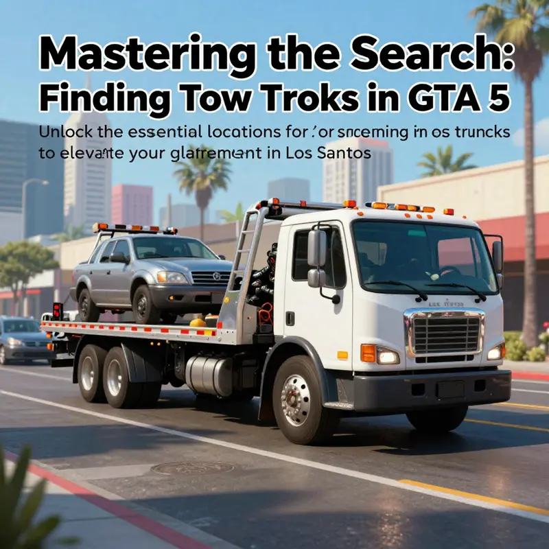 A tow truck driving through the streets of Los Santos, symbolizing the exploration of tow truck locations in GTA 5.