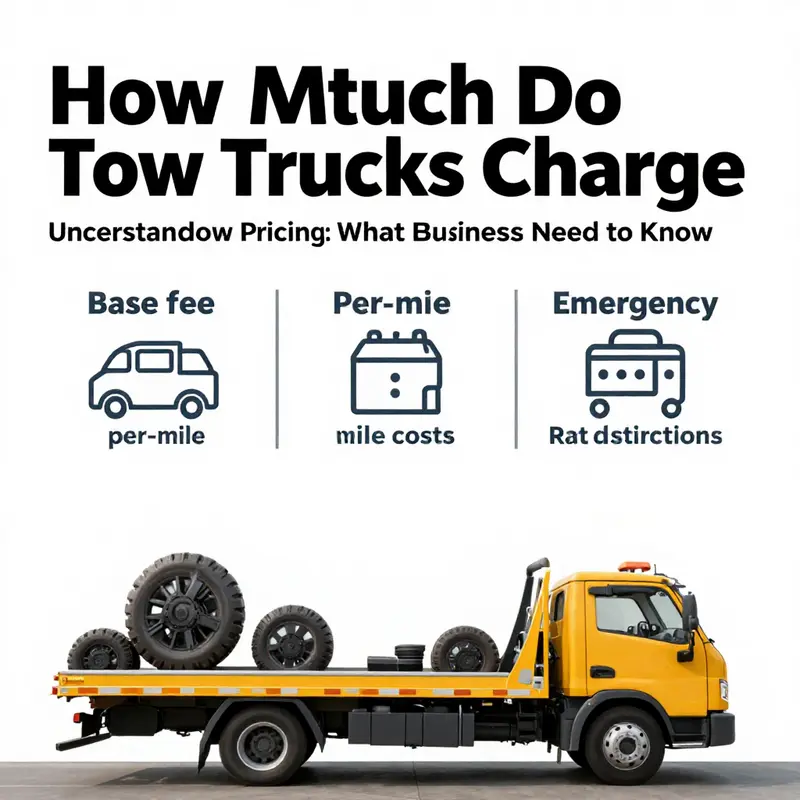 An infographic outlining typical tow truck pricing models, clearly showing service fees and mileage costs.